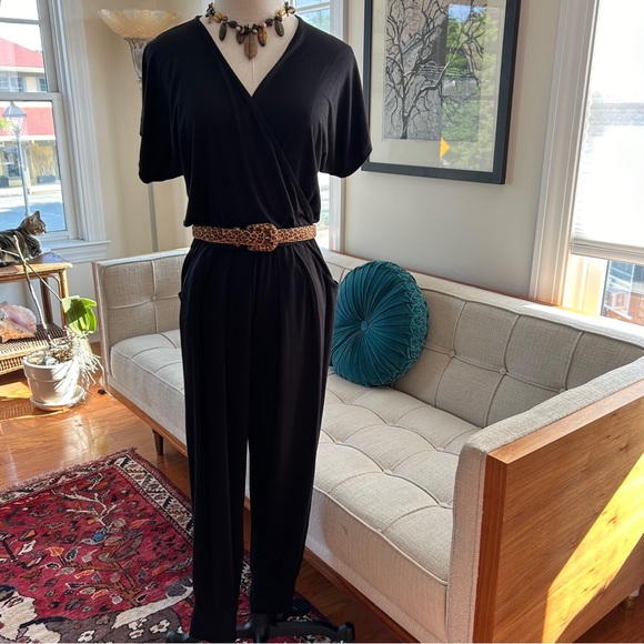 Loveappella Short Sleeve Wrap Top Jumpsuit - Picture 4 of 12